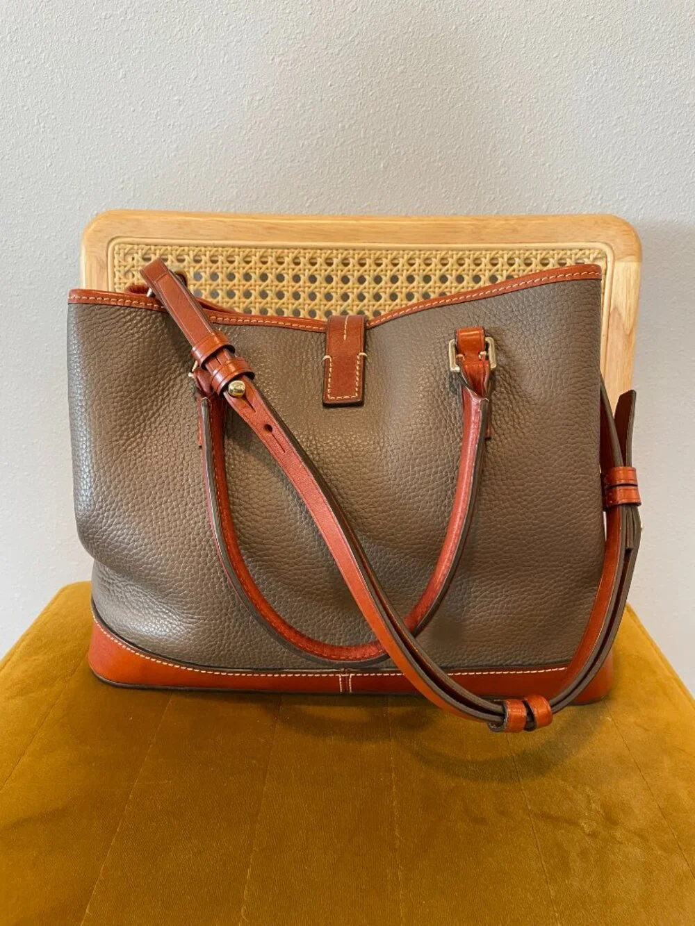 Dooney & Bourke Perry Satchel Elephant Grey Pebble Leather